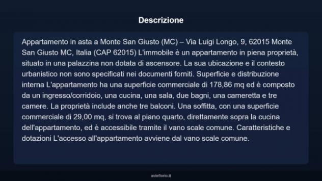Immobile in asta di 178 m² con più di 5 locali e box auto in vendita a Monte San Giusto - Foto 4