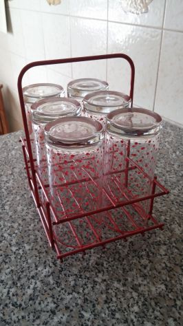 SET DI BICCHIERI DA BIBITA CON CESTINO ROSSO - Foto 3