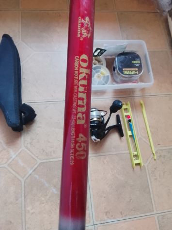 Canna Carbonio Bolognese Okuma 4,5 metri Mulinello e accessori da pesca - Foto 3
