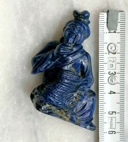 BELLISSIMA ANTICA PICCOLA SCULTURA IN AUTENTICO LAPISLAZZULO, CINA, INIZIO 1900. - Foto 9