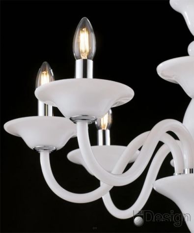 lampadario 6 luci white nuovo shabby vetro soffiato bianco latte elegante joshop - Foto 2