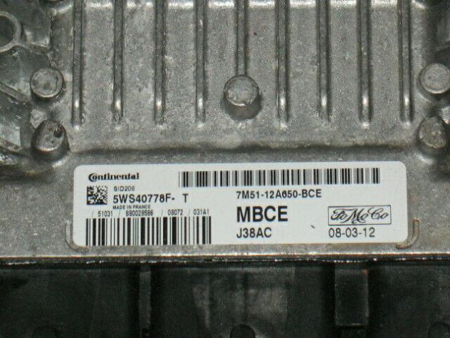 5WS40778FT ECU FORD FOCUS 1.8 5WS40778F-T 7M51-12A650-BCE SID206 MBCE - Foto 2
