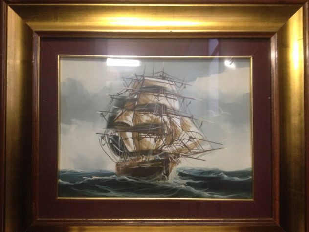 Quadro ad olio soggetto veliero - Foto 4