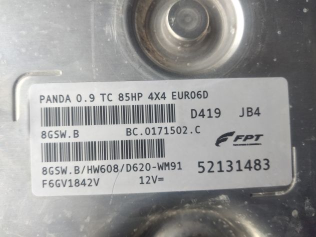 CENTRALINA MOTORE FIAT PANDA TWIN AIR 8GSW.B 52131483 - Foto 5