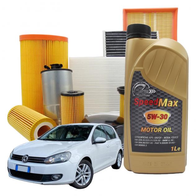 Kit Tagliando 5 Litri Olio Motore Speed Max 5w30 per Volkswagen Golf 6