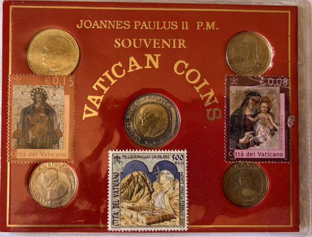 VATICAN Pope Joannes Paulus II P.M. 2 Souvenir Sets STAMPS & COINS