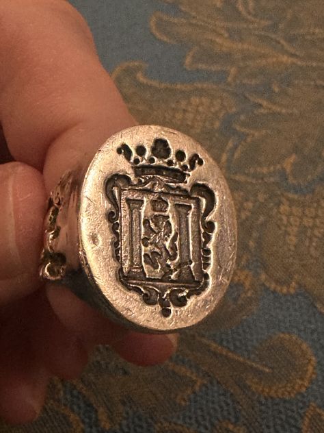 Anello chevalier stemma nobile corona - Foto 6
