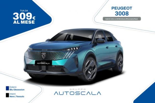 PEUGEOT 3008 Hybrid 145cv e-DCS6 Allure #PanoramicPack rif. 23902004