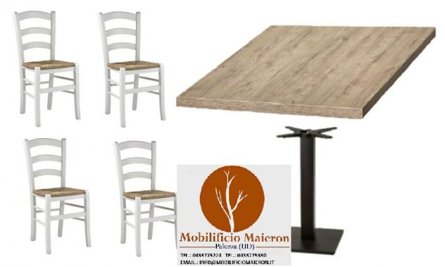Set Sedie Tavoli Pesaro Arredo Ristorante Bar Pizzerie cod515 Nuovi Non Usati
