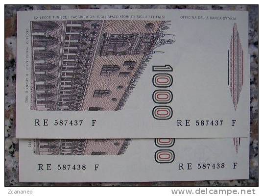 1.000 LIRE MARCO POLO CON NUMERI DI SERIE CONSECUTIVI IN FDS -