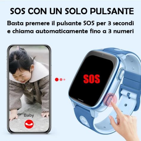 Smartwatch bambini 4G SIM SOS videochiamata GPS LBS WiFi scuola NERO - Foto 3