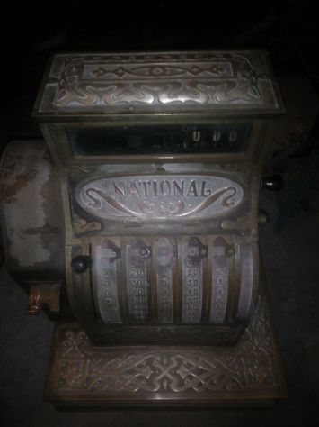 Rarissimo Registratore di cassa National in ottone, da collezione - Foto 5