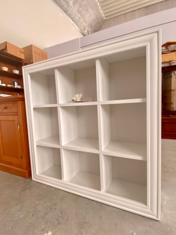 NUOVA LIBRERIA A GIORNO CM 120x120 DI VERO LEGNO, FINITURA BIANCO LACCATO - Foto 3