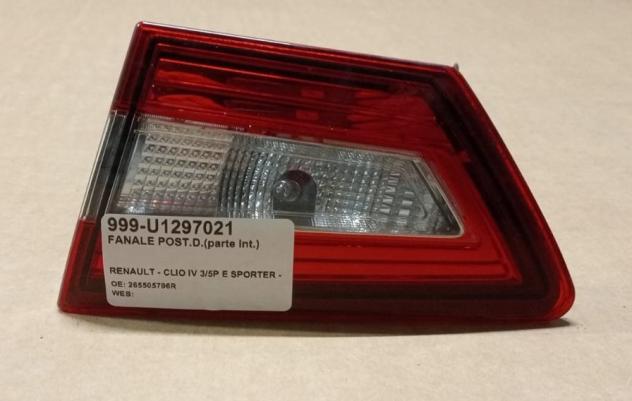FANALE POST.D.(parte int.) 999-U1297021 Parti elettriche  Fanaleria  Fanali  Fanale int. post. d RENAULT - CLIO IV  01-10-2012 - 2019