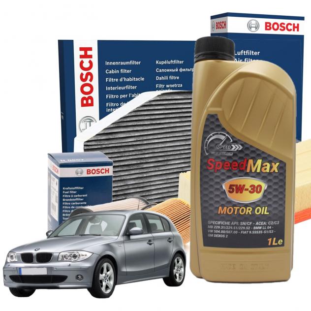 Kit Tagliando Bosch 6 litri olio motore Speed Max 5w30 per BMW 1