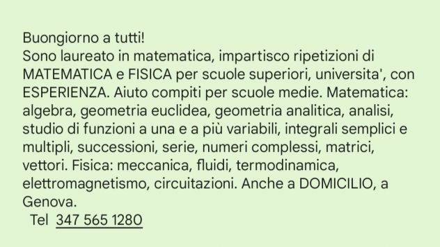 Lezioni ripetizioni matematica fisica