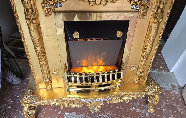 Camino foglia oro legno stile barocco arredamento con spedizione - Foto 3