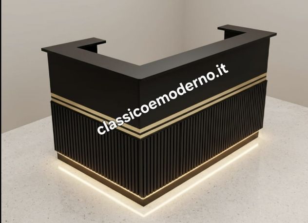 Bancone reception nero ed oro cannettato luce a led su misura con spedizione - Foto 4