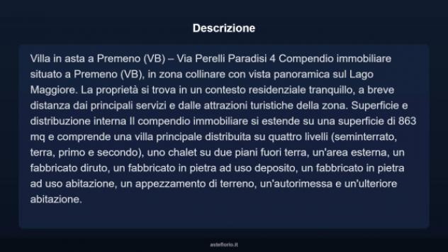Immobile in asta di 863 m² con più di 5 locali e box auto in vendita a Premeno - Foto 3