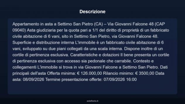 Immobile in asta di 90 m² con più di 5 locali in vendita a Settimo San Pietro - Foto 3