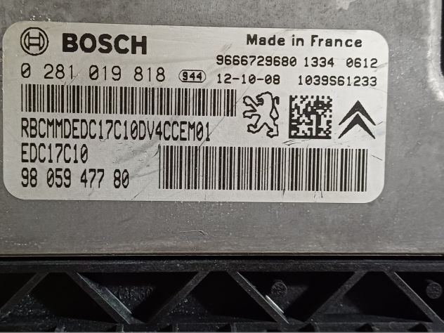 ECU EDC17C10 5.10 CITROEN C3 BOSCH 0281019818 9805947780 CENTRALINA MOTORE CITR - Foto 7