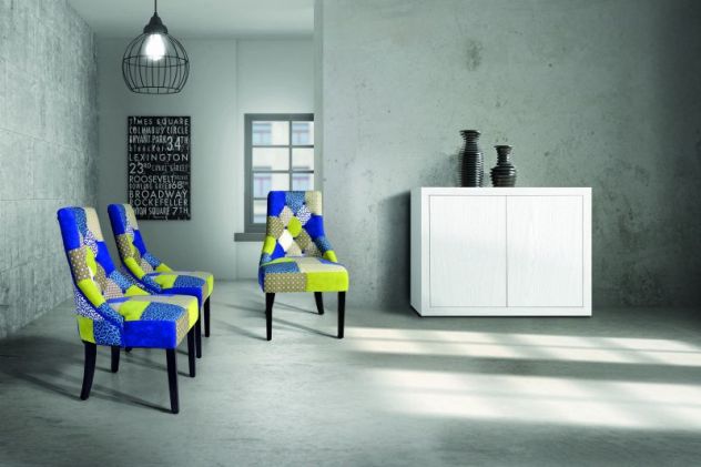 CREDENZA IN ROVERE IMPIALLACCIATO BIANCA 2 ANTE