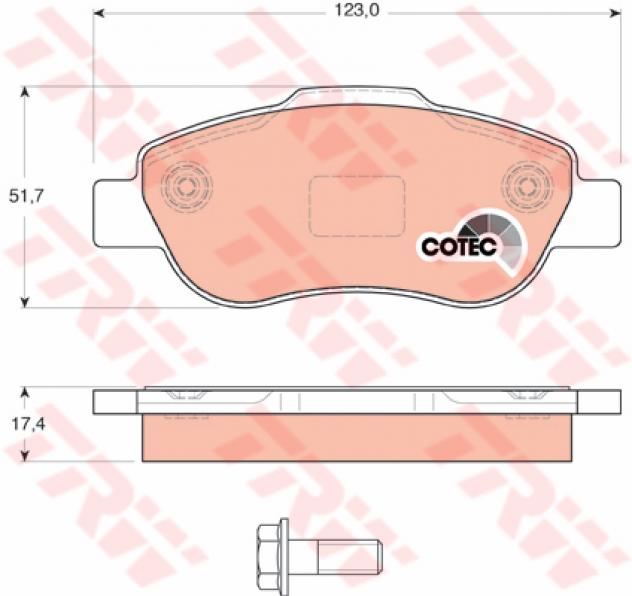 Trw Pattini Freno Fiat Panda 1.3 Jtd/4X4 (04-) 1.3 J Gdb1589