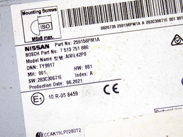 259156PM1A AUTORADIO SISTEMA MULTIMEDIALE NISSAN JUKE 1.0 B 84KW 5P (2021) RICAMBIO USATO (NON FORNIAMO CODICE AUTORADIO) - Foto 5
