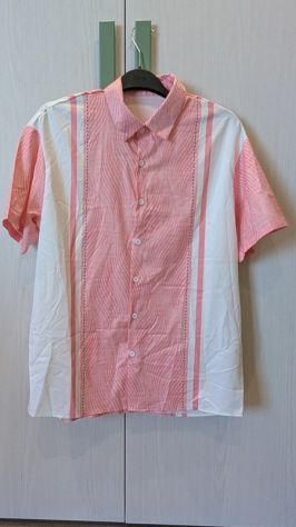 Maine Camicia Uomo A Maniche Corte – Tessuto Seersucker 100% Cotone – Colore Righe - 4
