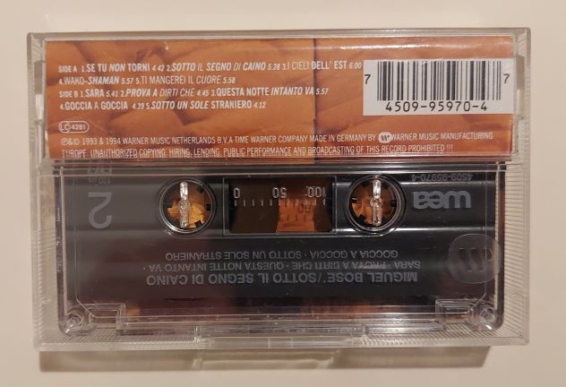 MUSICASSETTA MC BOSÈ SOTTO IL SEGNO DI CAINO ETICHETTA:WEA-4509 95970 4 - Foto 3