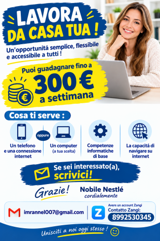 Lavora e guadagna fino a 300 € a settimana
