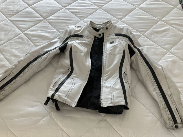 Giacca moto AXO in pelle bianca