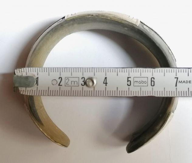 COPPIA RARI ANTICHI BRACCIALI TRIBALI TUAREG IN CORNO E ARGENTO. - Foto 8