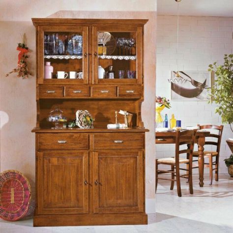 Vetrina con credenzina in legno massello adatto ad un arredo in stile classico - Foto 3