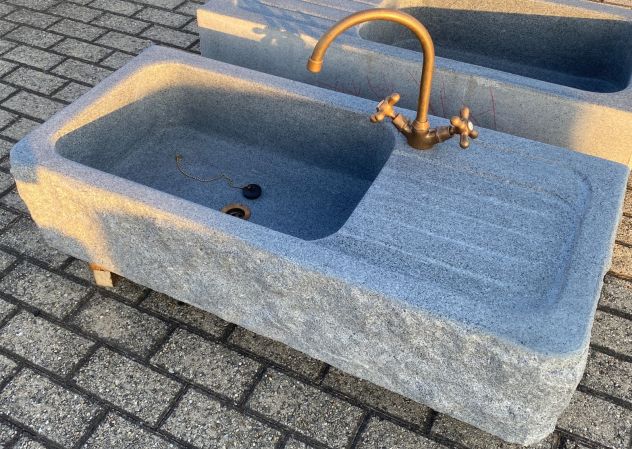 Lavello lavandino per cucina in pietra granito diorite 100cm - Foto 7