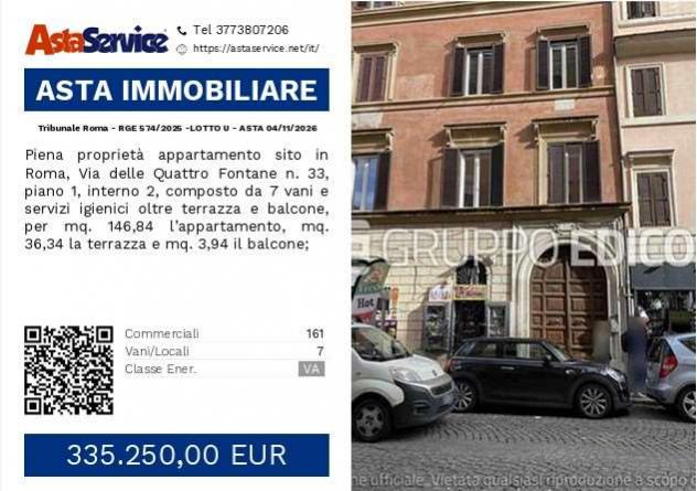 Tribunale Roma - RGE 574/2025 -LOTTO U - Tribunale Roma - RGE 574/2025 -LOTTO U - ASTA 04/11/2026
