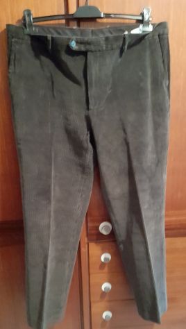 pantaloni in velluto rigato verde scuro  menchetti tg 58 - Foto 2