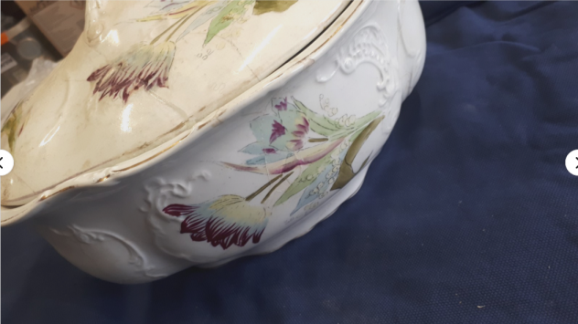 zuppiera antica florio palermo decorata motivi rocaille a rilievo in ceramica - Foto 7