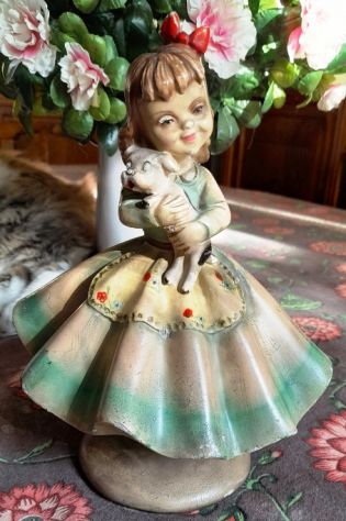 stauina bambina con cagnolino anni 40 h. cm.22