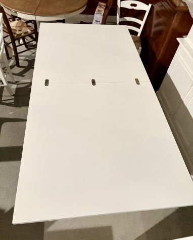 NUOVO TAVOLO Cm. 100x100 A LIBRO DI VERO LEGNO FINITURA BIANCO LACCATO - Foto 6