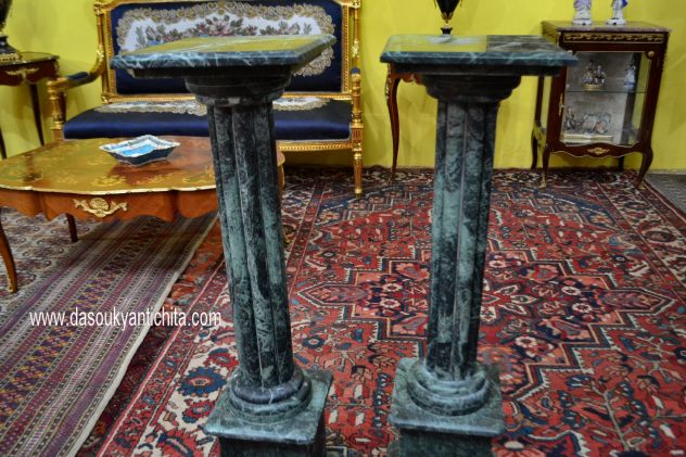 Coppia di colonne-piedistalli in marmo verde - Foto 2