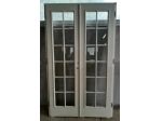 Porta doppia in legno con vetri, Laccata Bianco Opaco