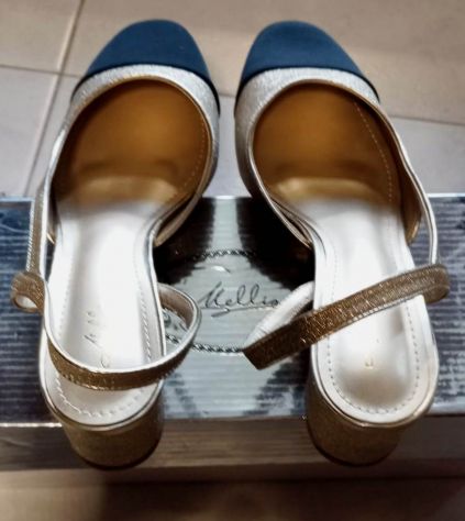 Sandalo Melissa scarpa Slingback dorati a punta nera tg 40 - Foto 6