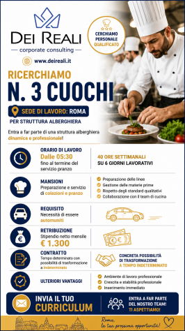 CUOCHI STRUTTURA ALBERGIERA – ROMA