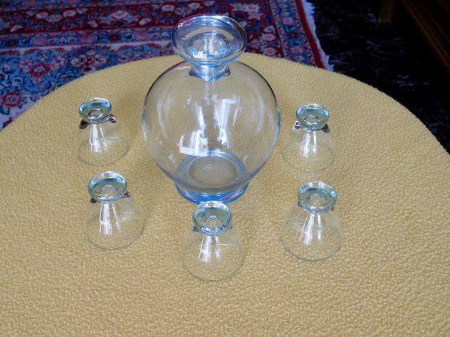 Servizio bicchieri anni 40 da liquore in vetro di Murano