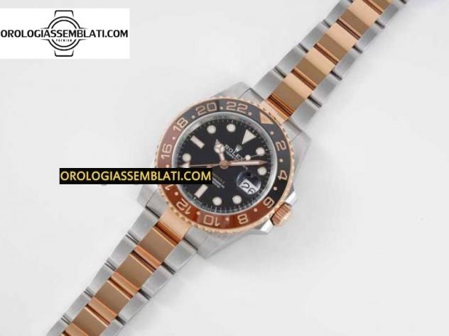 Rolex Replica GMT-MASTER II 126711 CERAMICA NERA/MARRONE MIGLIOR EDIZIONE SU BRACCIALE SS/RG 3285 - Foto 2