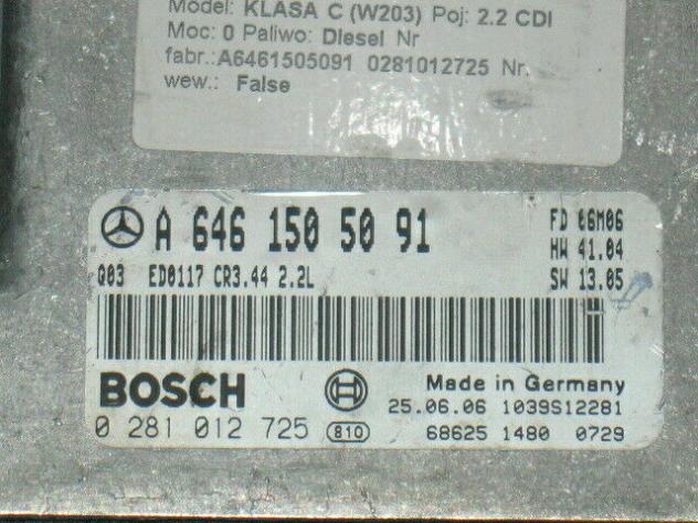0281012725 EU MERCEDES 220 CDI BOSCH 0281012725 A6461505091 CR3.44 - Foto 2