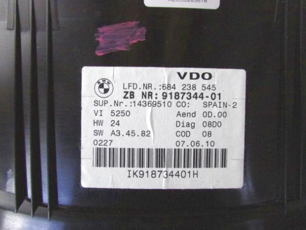 9187344 QUADRO STRUMENTI CONTACHILOMETRI BMW SERIE 3 320 D E93 2.0 D 135KW AUT 2P (2010) RICAMBIO USATO CON TRASPARENTE DANNEGGIATO (VEDI FOTO) - Foto 3