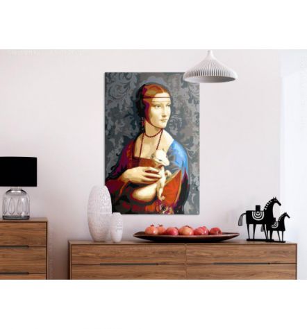 Quadro Fai Da Te 40x60 Cm. Dama Con L'ermellino ARREDALACASA Spedizione Gratis - Foto 2