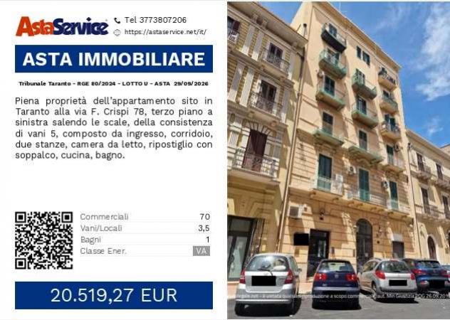 Tribunale Taranto - RGE 80/2024 - LOTTO U - Tribunale Taranto - RGE 80/2024 - LOTTO U - ASTA 29/09/2026